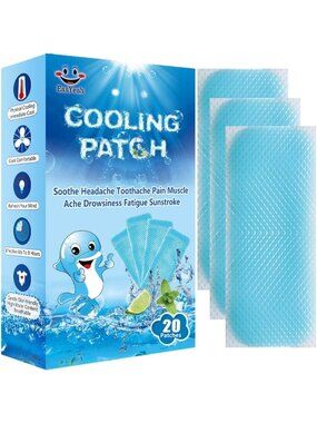 Cooling Patches for Fever & Pain Relief - 20 Sheets, Soothing Headache Relief